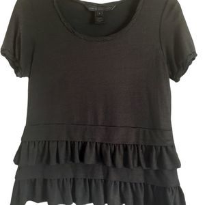 ❤️ Marc by Marc Jacobs Metallic Foil Ruffle Peplum Tee